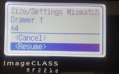 Hướng dẫn tắt chế độ kiểm tra khổ giấy( báo sai khổ giấy ) máy in Canon MF244dw/MF241dn/MF232w